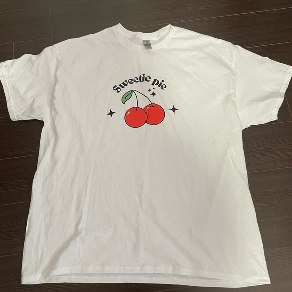 Gildan Tops - White unisex adult tShirt with Cherry Design -100 % cotton - S -M -L -XL